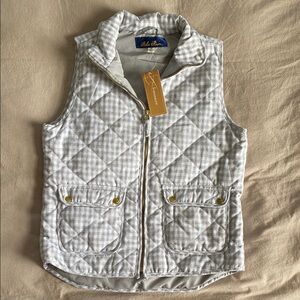 Francesca’s Blue Rain Quilted Gray And White Gingham Quilted Vest Size Medium